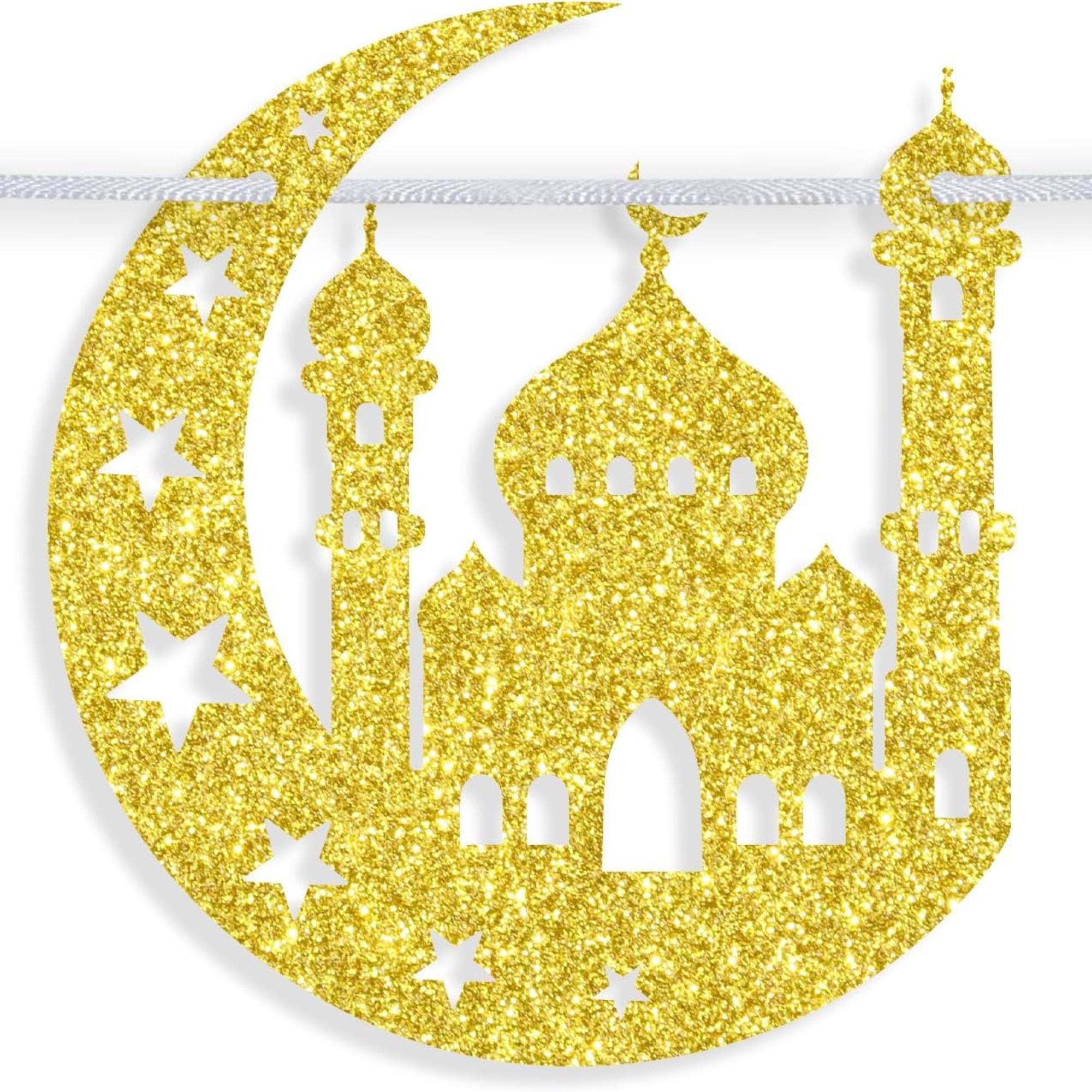 Gold Black Eid Mubarak Islamic Party Banner Decorations
