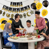 Eid Mubarak Black Gold Balloons – 12 Inch Latex Party Decorations