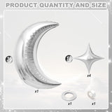 Silver Moon Star Foil Balloons – Celestial Party Decor, Baby Shower, Birthday