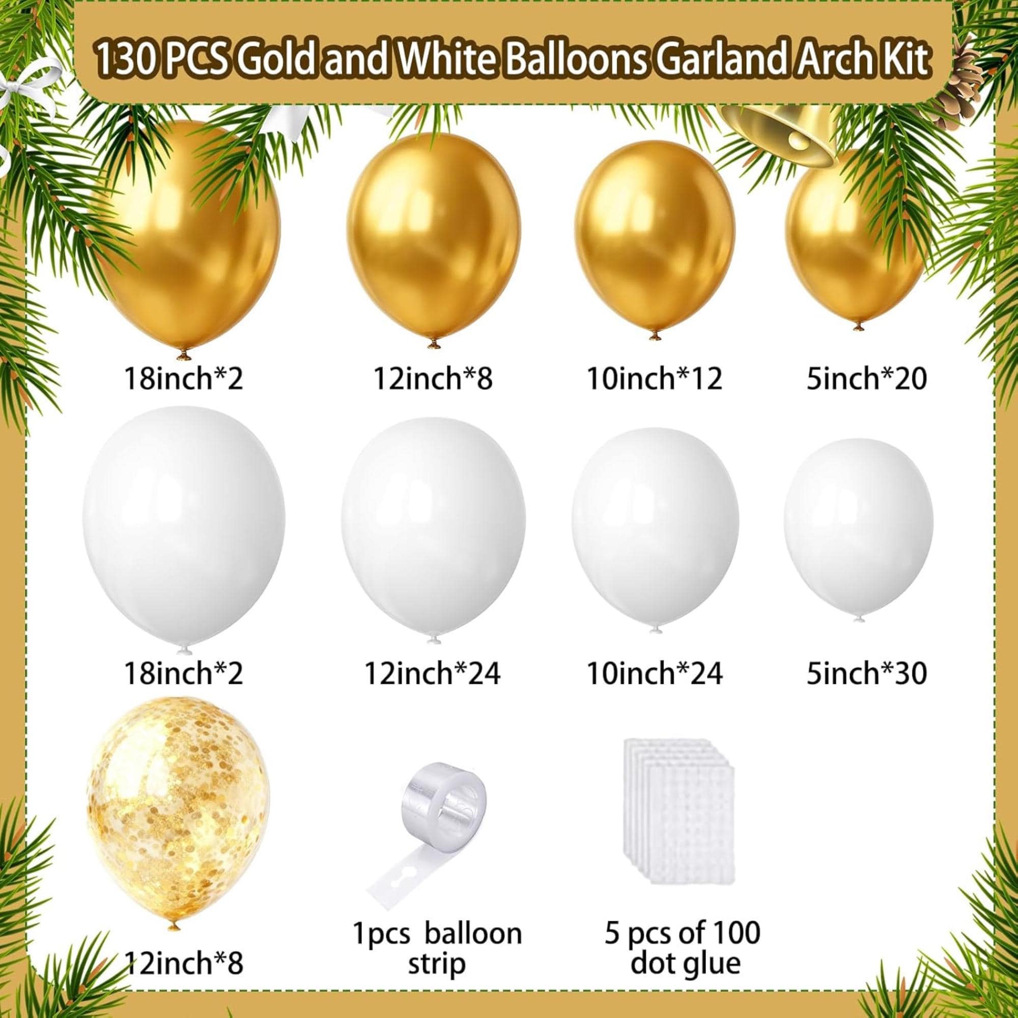 White Gold Balloon Arch Kit: Eid Ul Adha Party Garland Decorations