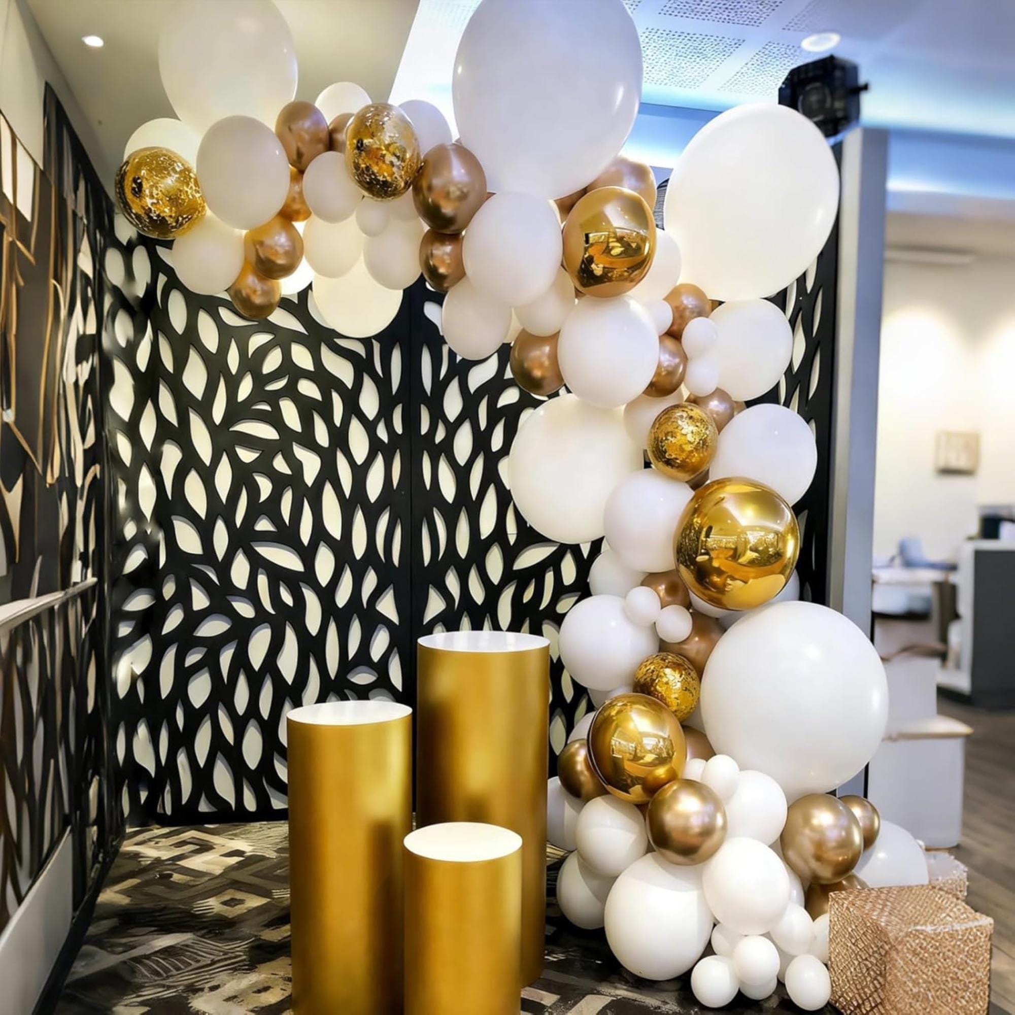 White Gold Confetti Balloons for Eid Ul Adha Party Decorations