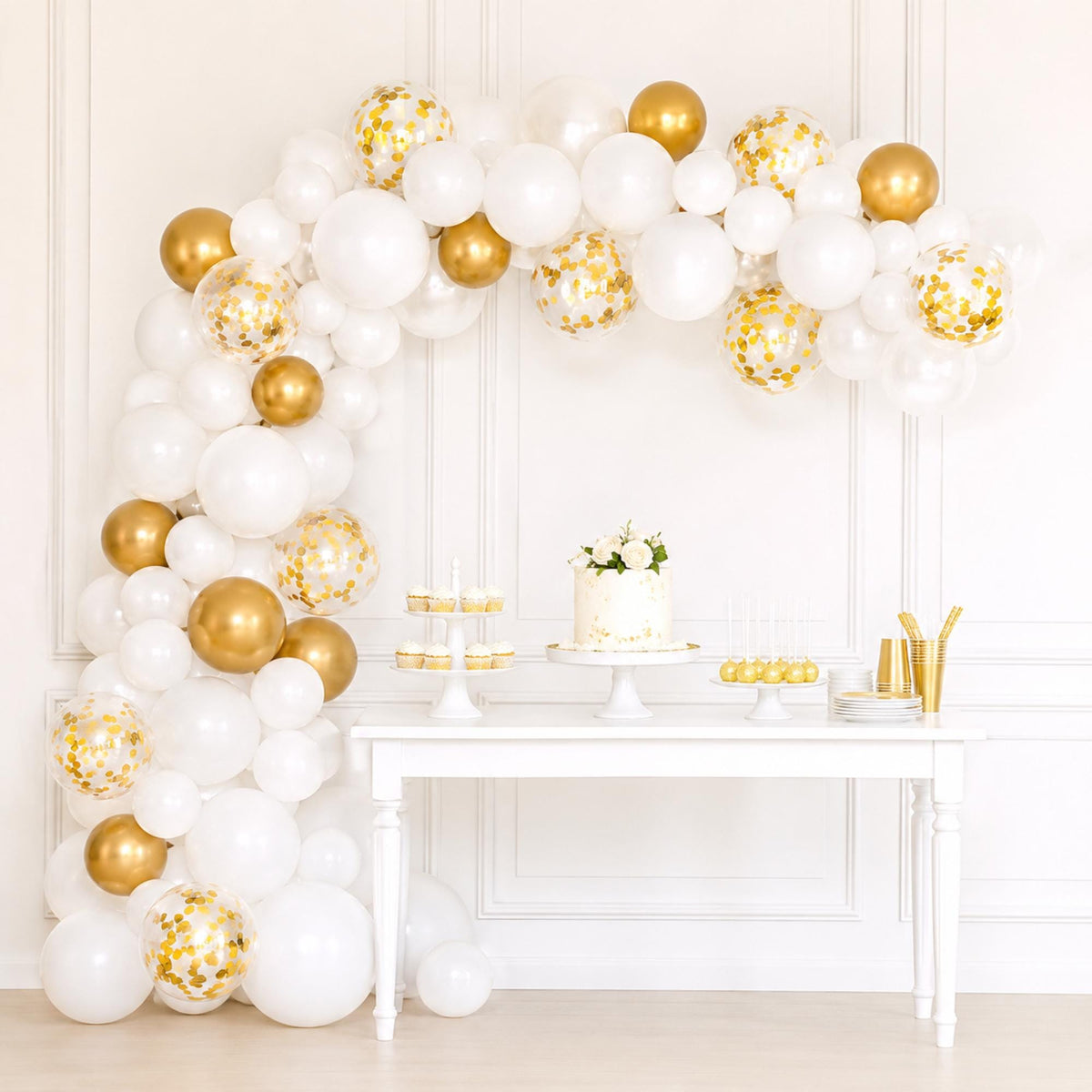 White Gold Balloon Garland Arch Kit: Eid Ul Adha Party Decorations