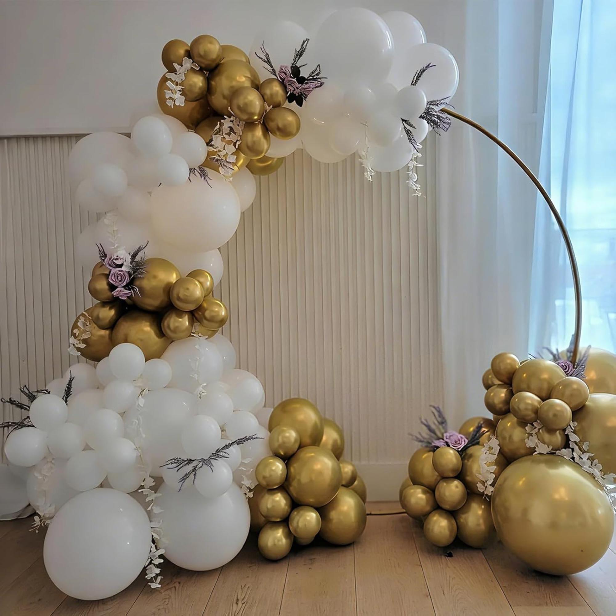 White Gold Confetti Balloon Garland Arch Kit for Eid Ul Adha Party Decorations