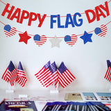 Happy Flag Day Banner | June 14 Patriotic Glitter Garland | Red White Blue Party Decor