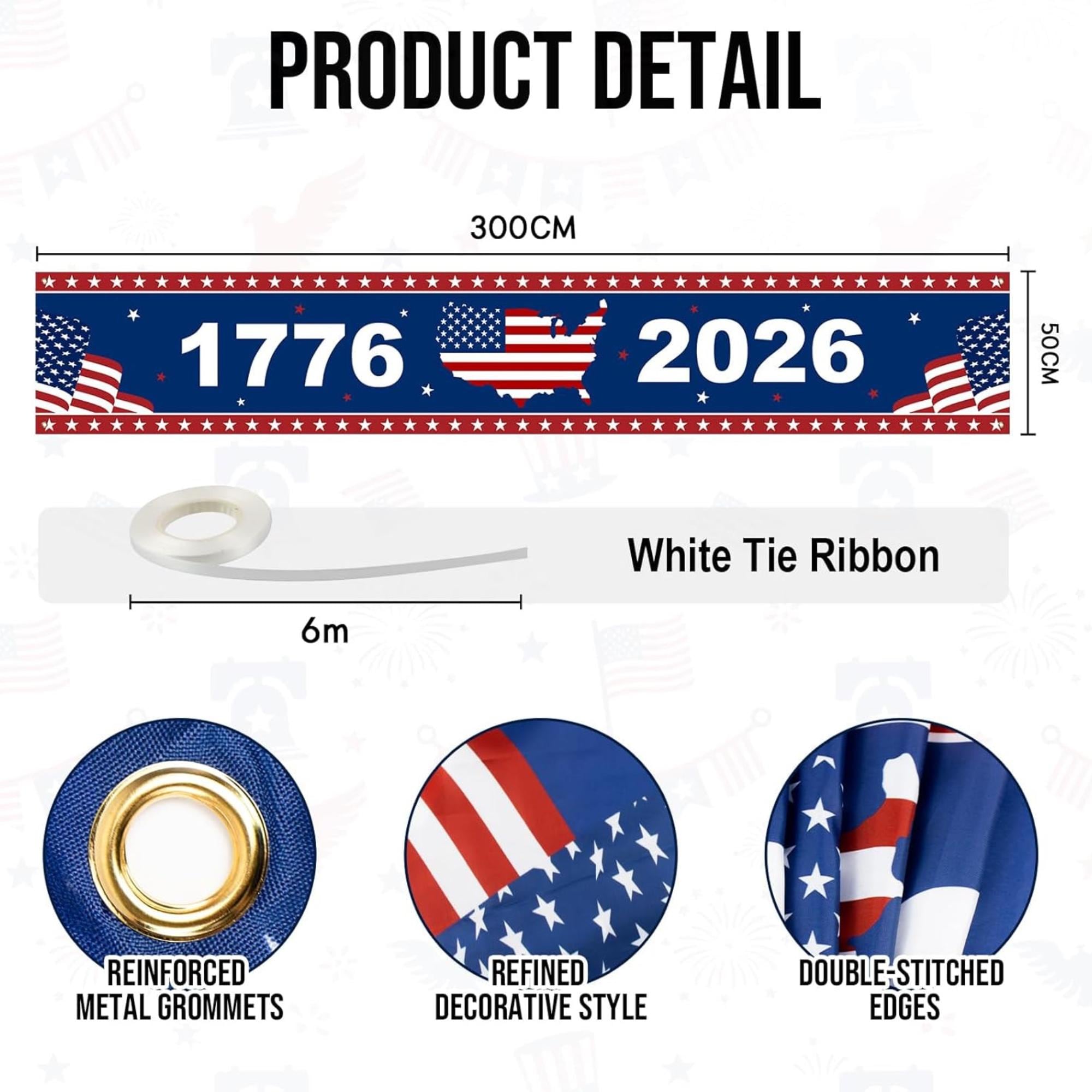 USA Flag Banner | 1776-2026 Anniversary Porch Decor Sign