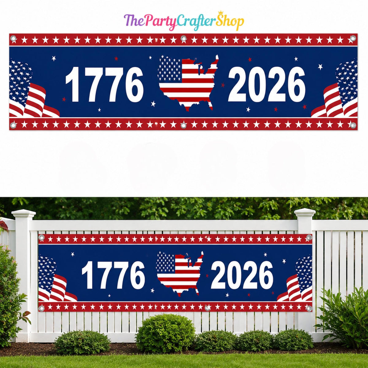USA Flag Banner | 1776-2026 Anniversary Porch Decor Sign