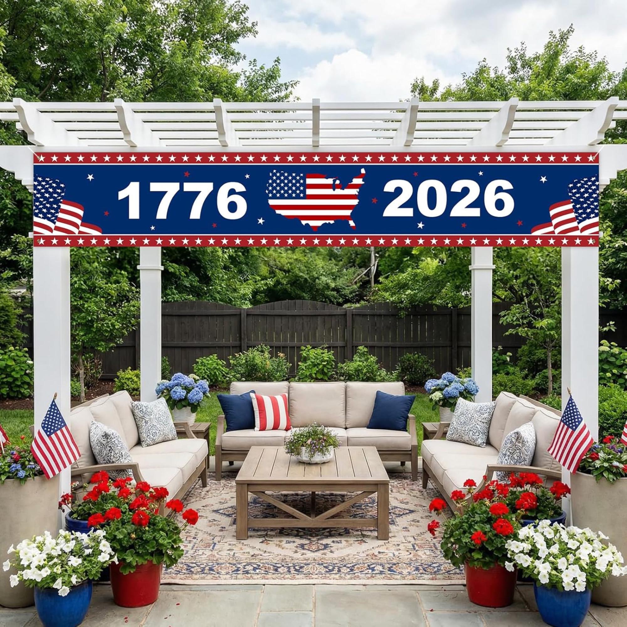 USA Flag Banner | 1776-2026 Anniversary Porch Decor Sign