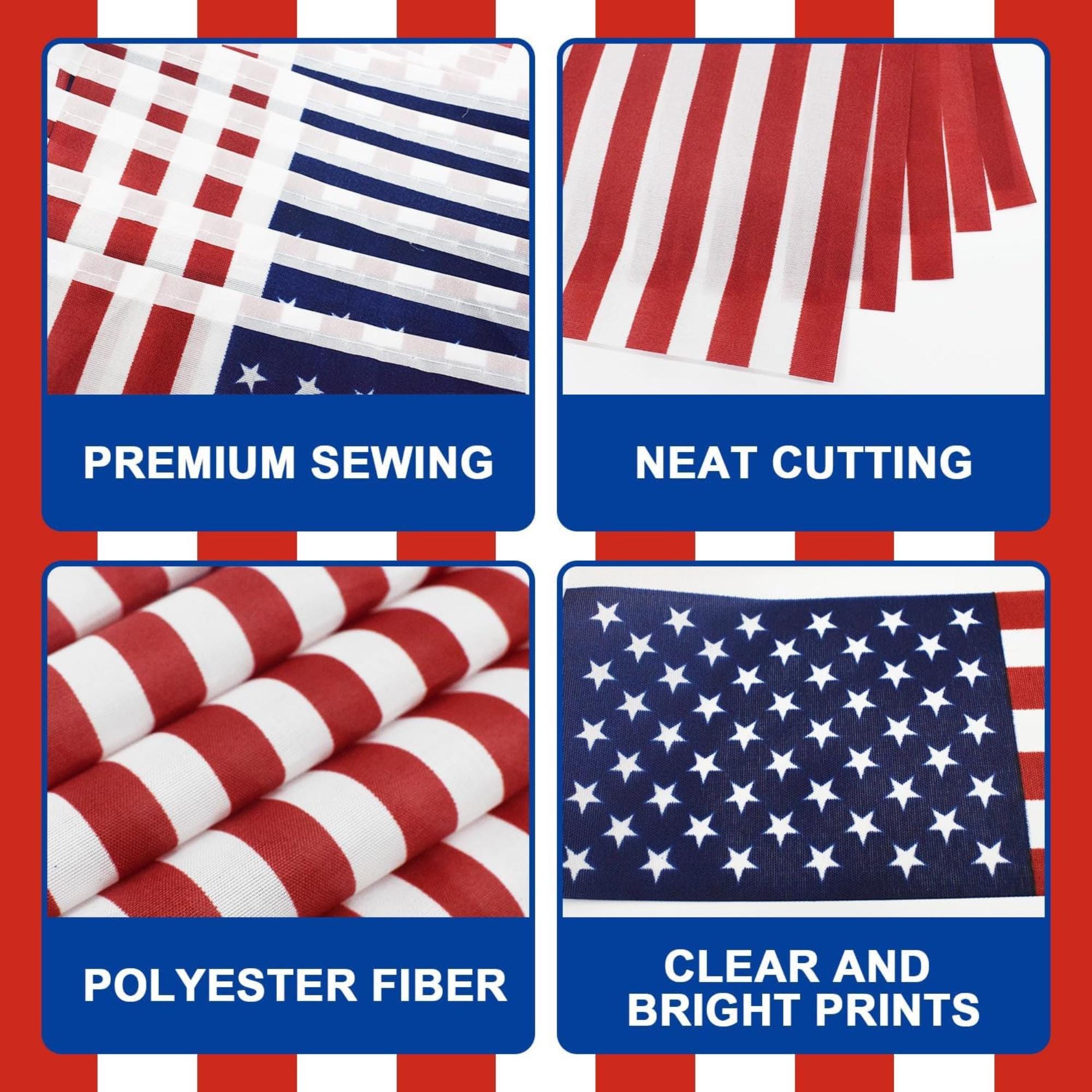 USA American Flag Banner Garland | 50 Ft Patriotic Bunting 4th of July Party Decor