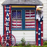 4th of July Door Banner Set | God Bless America Porch Sign | Patriotic Eagle Decor