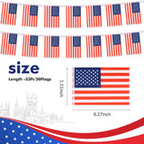 American Flag Banner, 30 Mini USA Flags, 33 Ft Patriotic Garland, 4th July Party