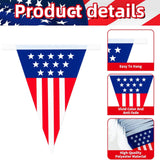 American Triangle Pennant Banner | 30 Mini USA Bunting Flags, Patriotic Decor