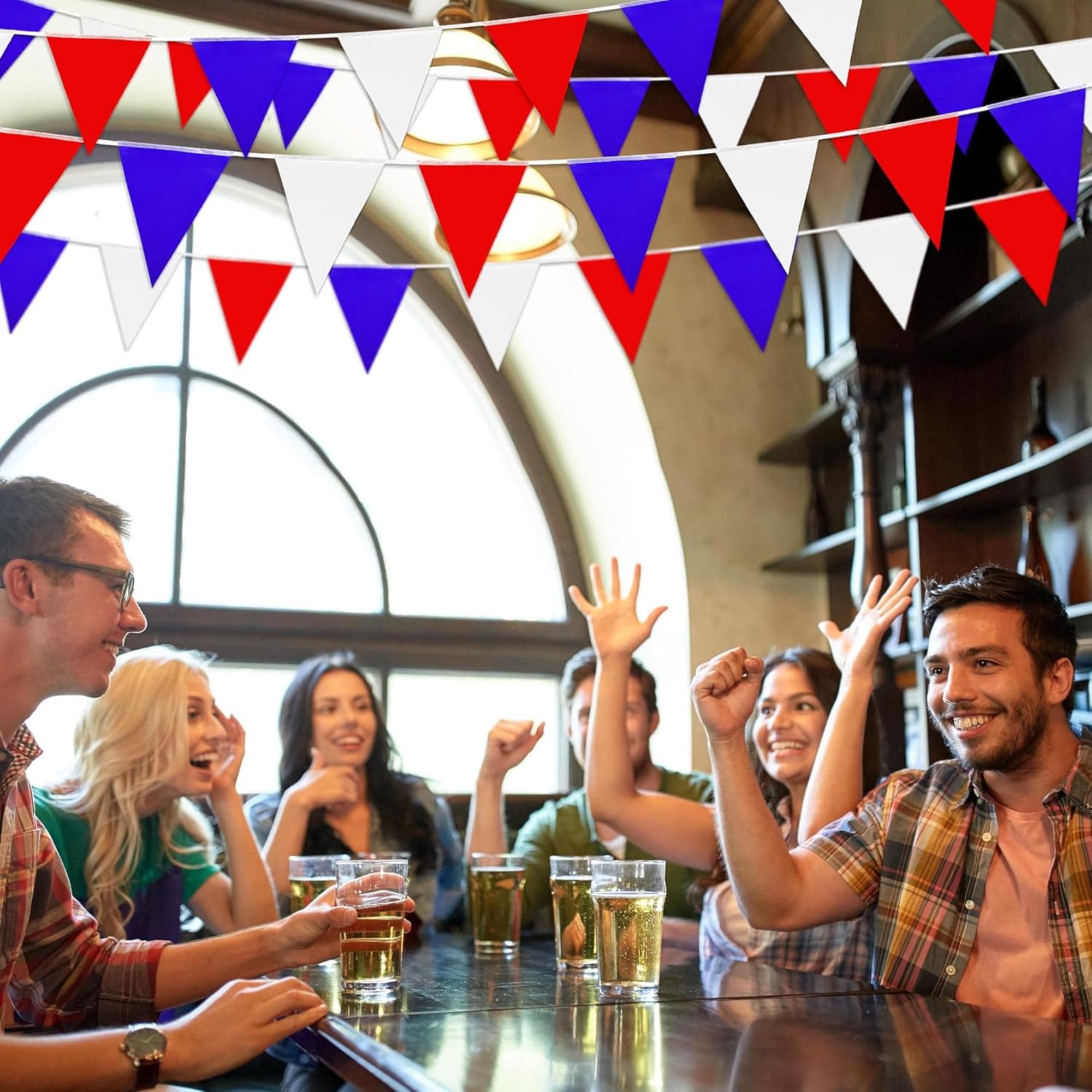 Red White Blue Pennant Banner | Patriotic Triangle Flags, 4th of July Party Decor