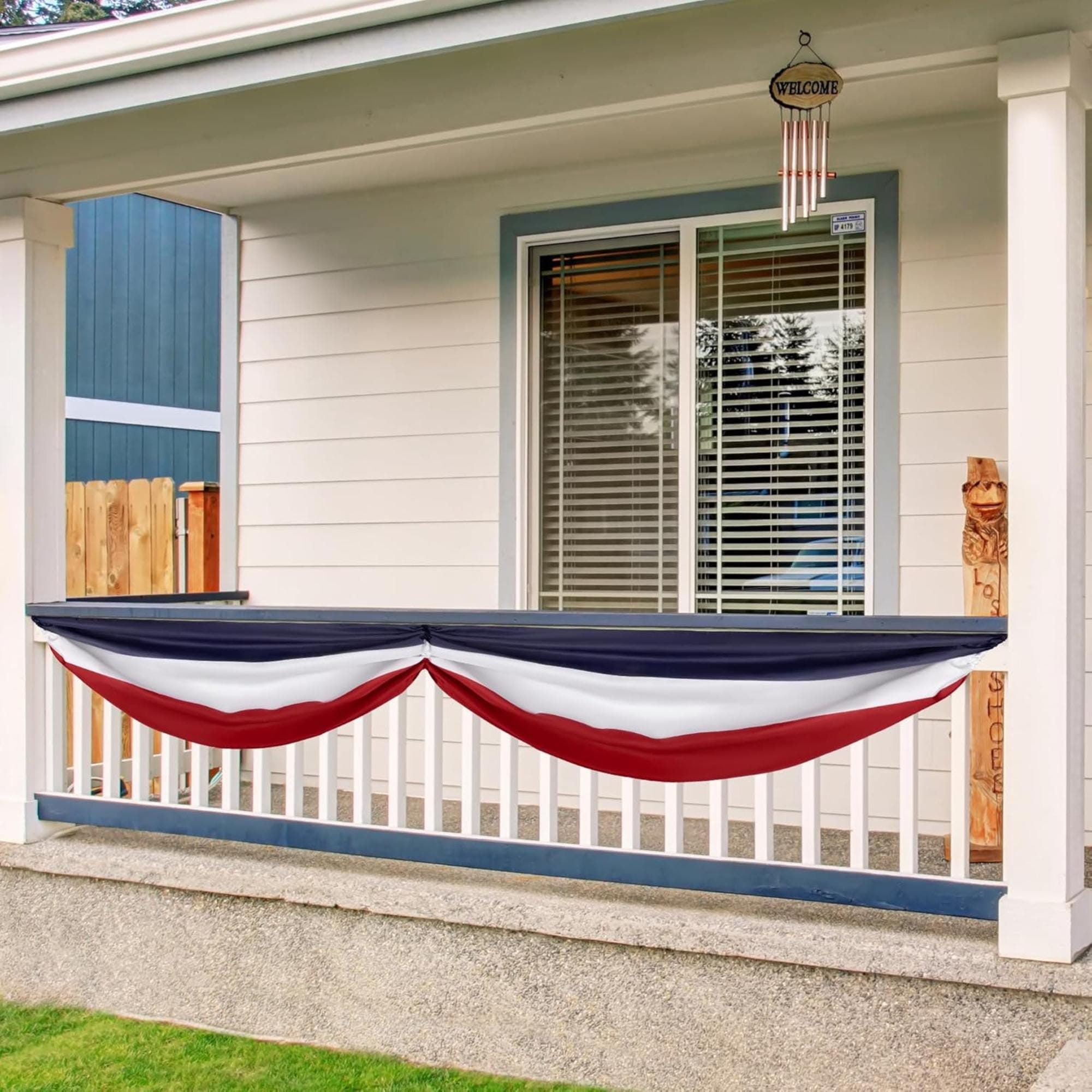 2 Pack USA Bunting Flags | Double Sided Patriotic Porch Banner, Outdoor Decor
