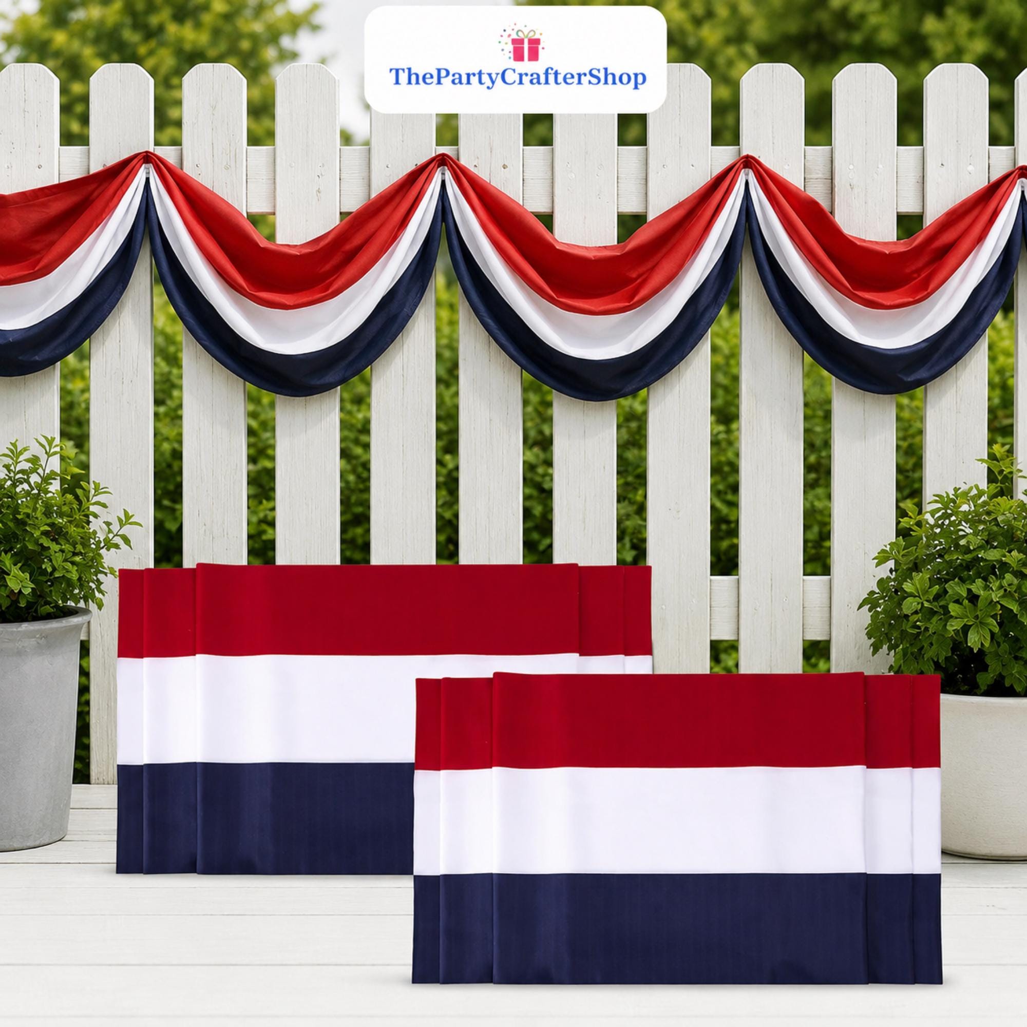 2 Pack USA Bunting Flags | Double Sided Patriotic Porch Banner, Outdoor Decor