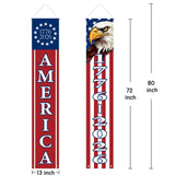 2 Pack USA Patriotic Porch Banners | Double Sided 4th of July Outdoor Decor