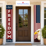 Patriotic American Flag Porch Banners | 4th of July Hanging Signs | Memorial Day Outdoor Decor
