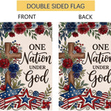 Floral Garden Flag | One Nation Under God Patriotic Yard Decor