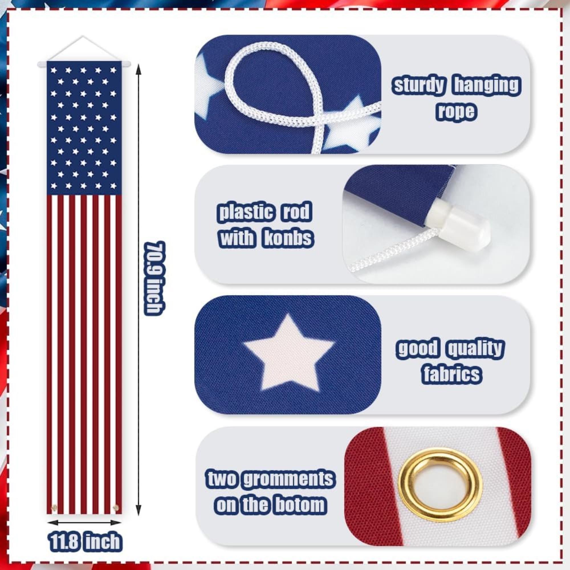 Patriotic Porch Banner Set | American Flag Hanging Decorations | 4th of July Memorial Day Decor