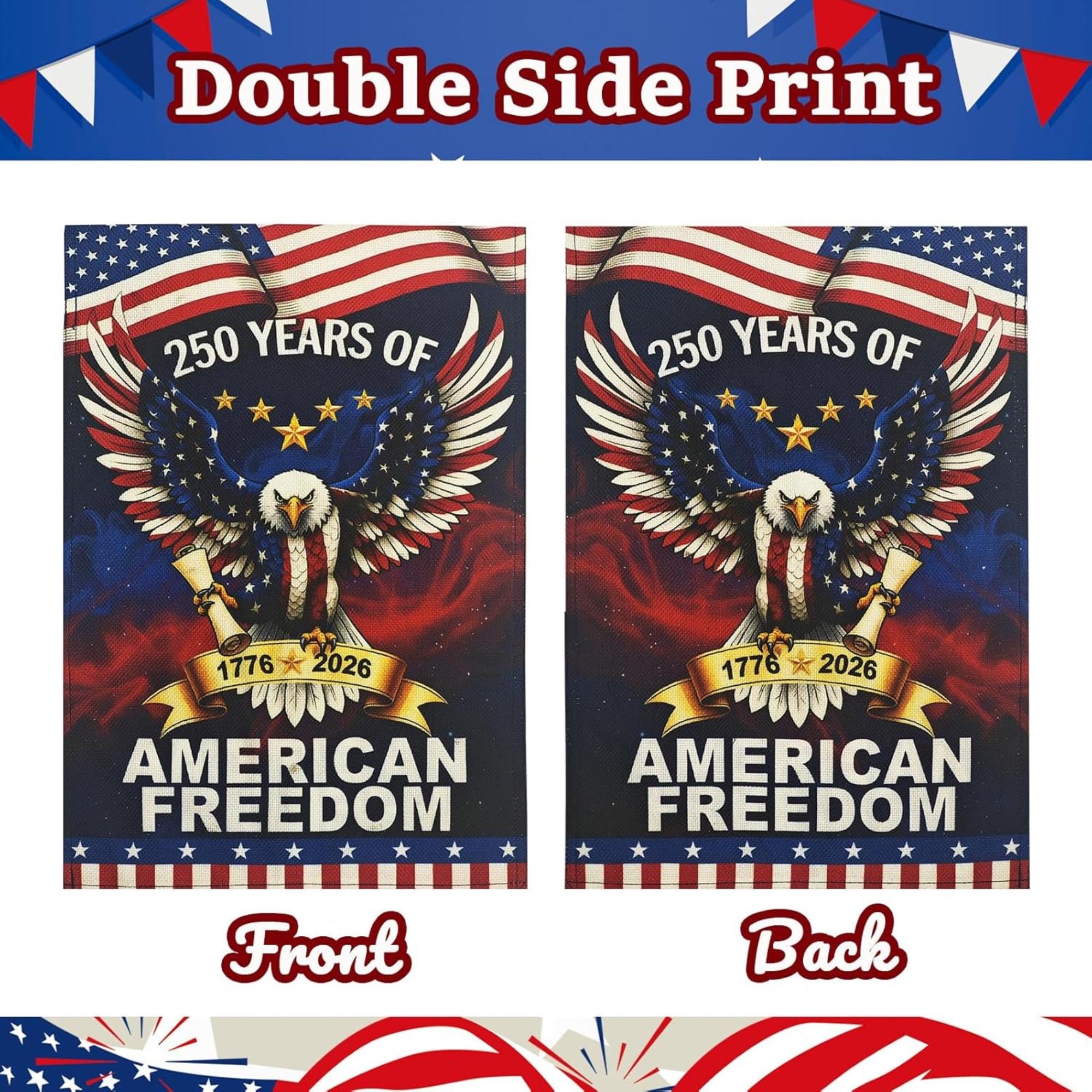 Patriotic Eagle Garden Flag | 250th Anniversary American Freedom Decor (12 x 18 inches)