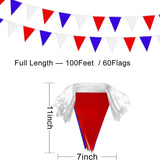 Red White Blue Pennant Banner | 60 Triangle Bunting Flags (100 Ft)