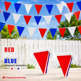 Red White Blue Pennant Banner | 60 Triangle Bunting Flags (100 Ft)