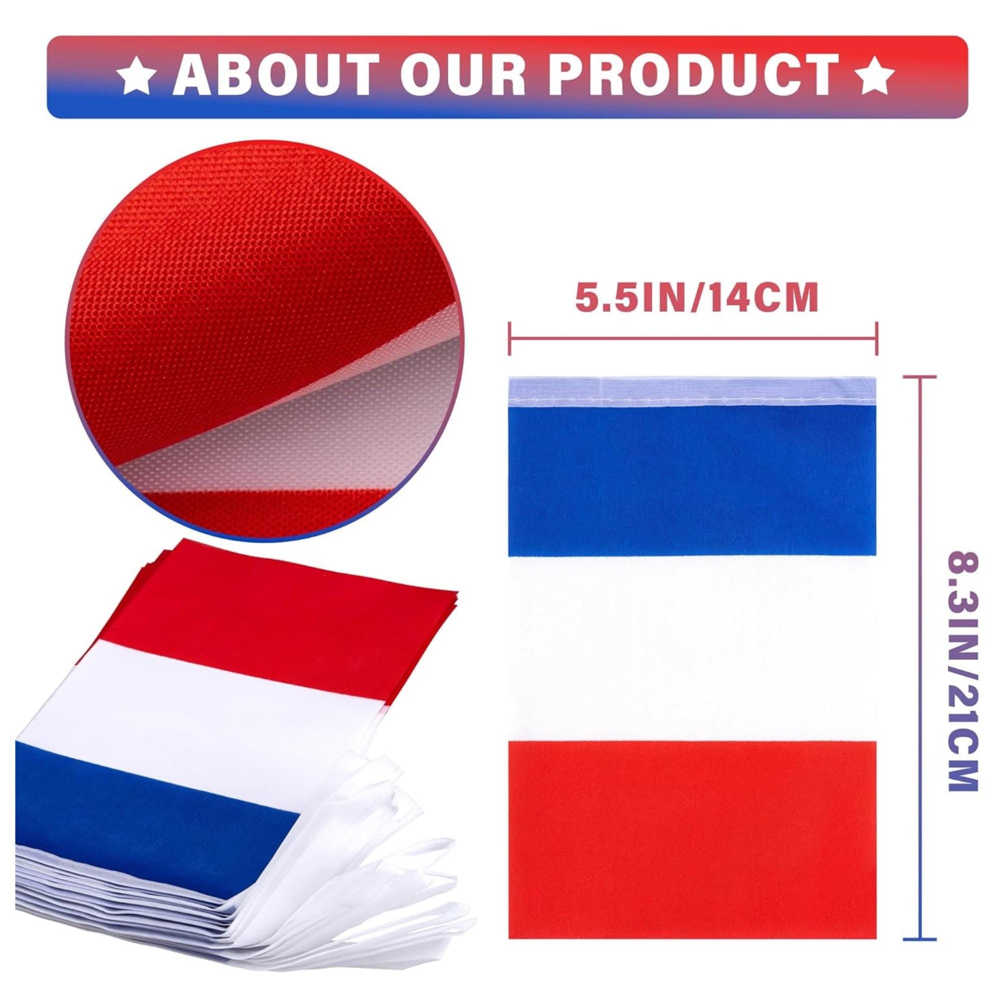French Flag Pennant Banner | 33 Ft Mini France Bunting Flags | Bastille Day Party Decorations