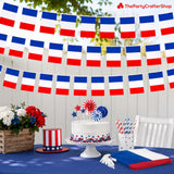 French Flag Pennant Banner | 33 Ft Mini France Bunting Flags | Bastille Day Party Decorations