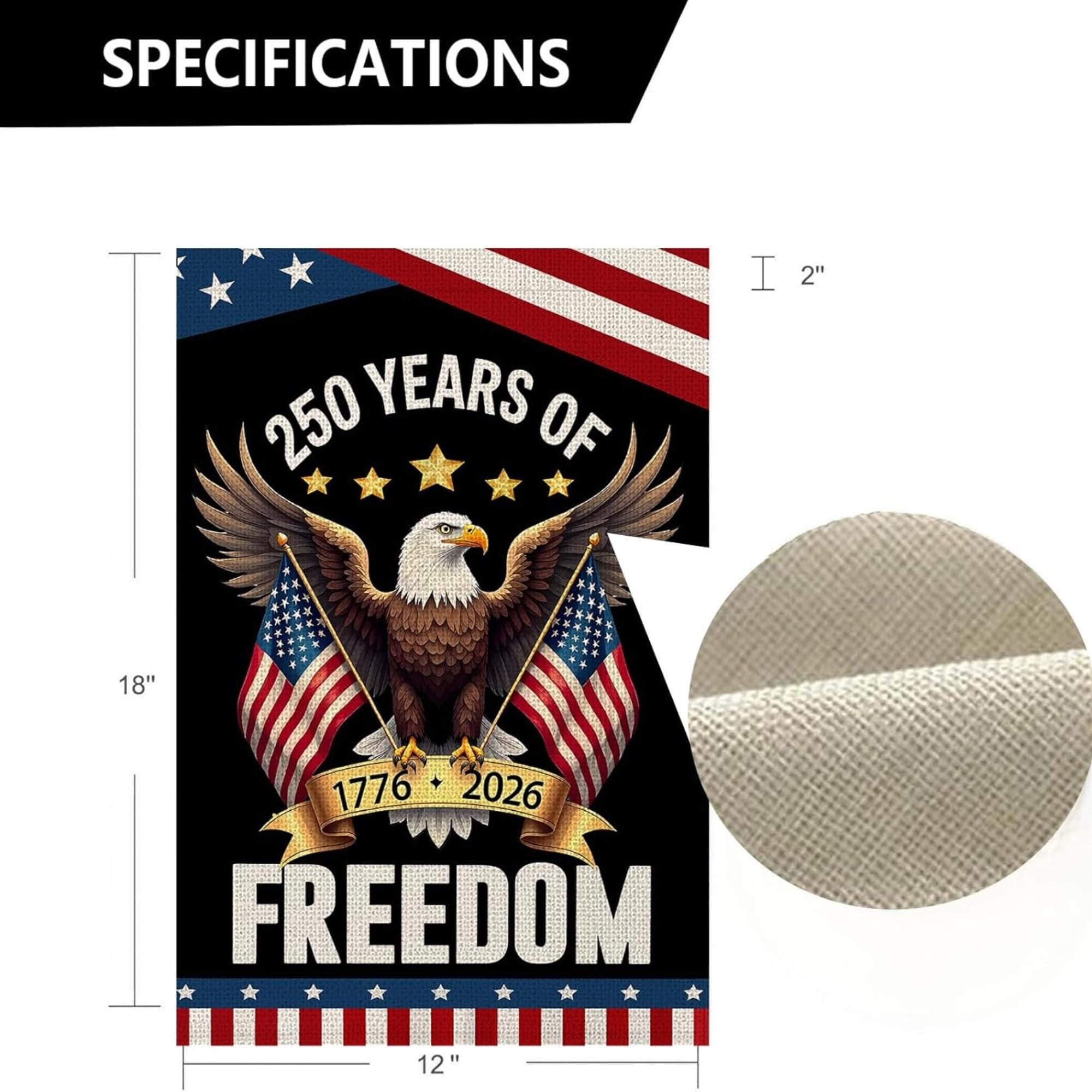 USA 250th Anniversary Garden Flag | Patriotic Eagle Freedom Yard Decor