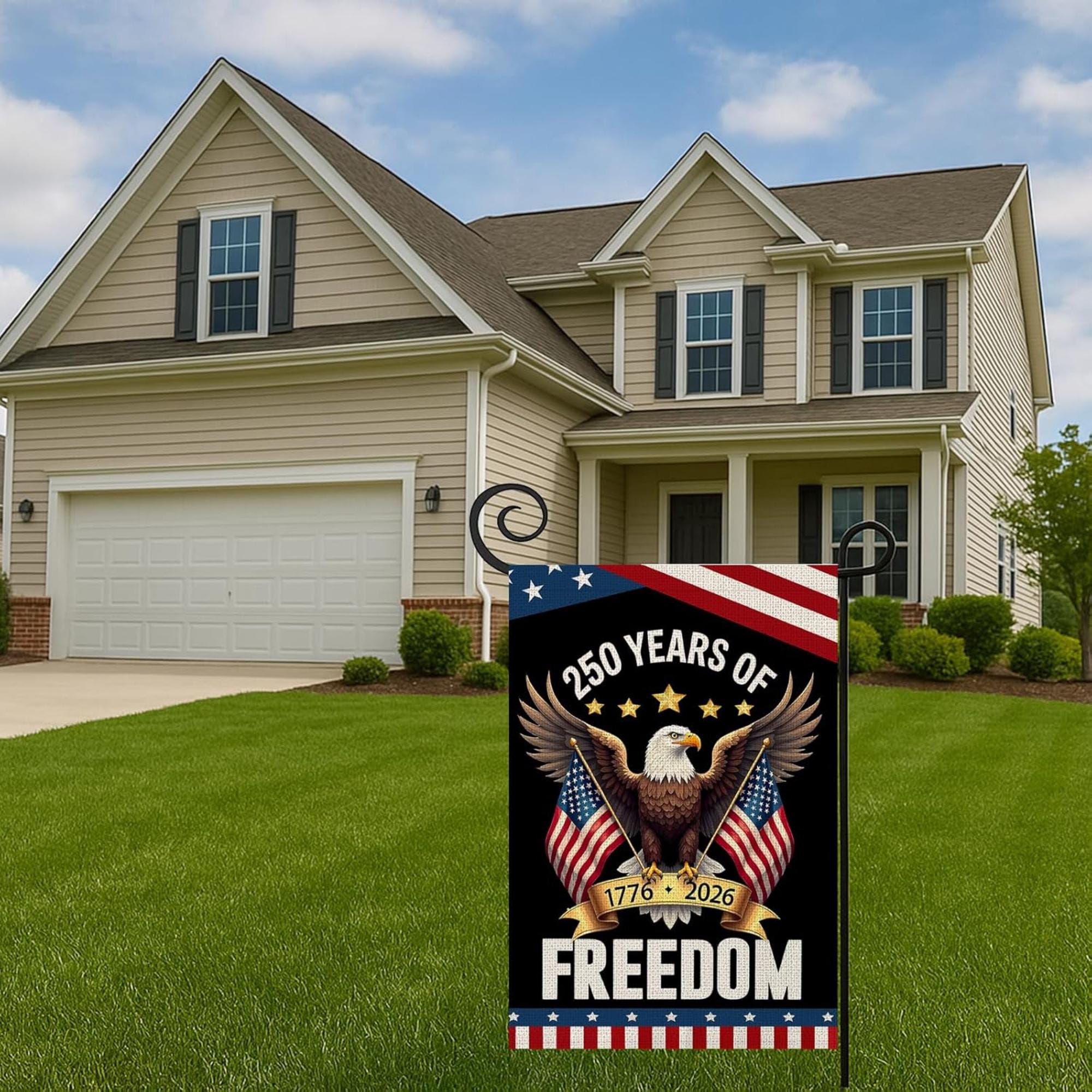 USA 250th Anniversary Garden Flag | Patriotic Eagle Freedom Yard Decor