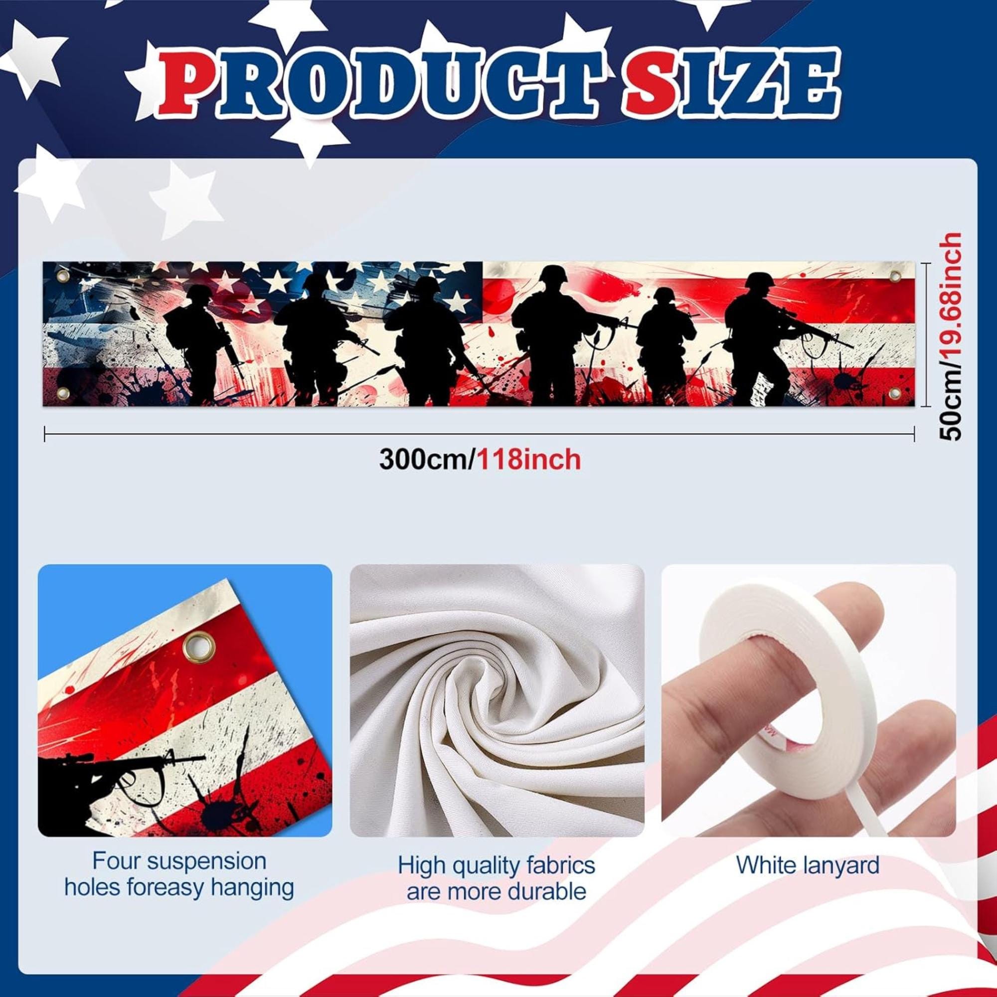 Thank You Veterans Banner | Patriotic Outdoor Yard Flag | 4th of July Memorial Day Decor