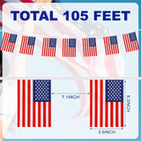 USA Flag Banner Garland | 105 Ft Patriotic Bunting for 4th of July Parties