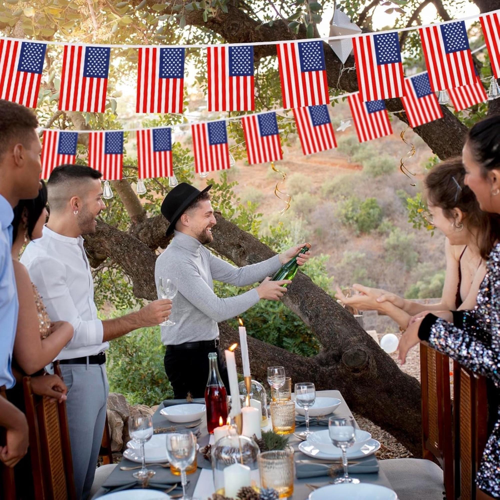 USA Flag Banner Garland | 105 Ft Patriotic Bunting for 4th of July Parties