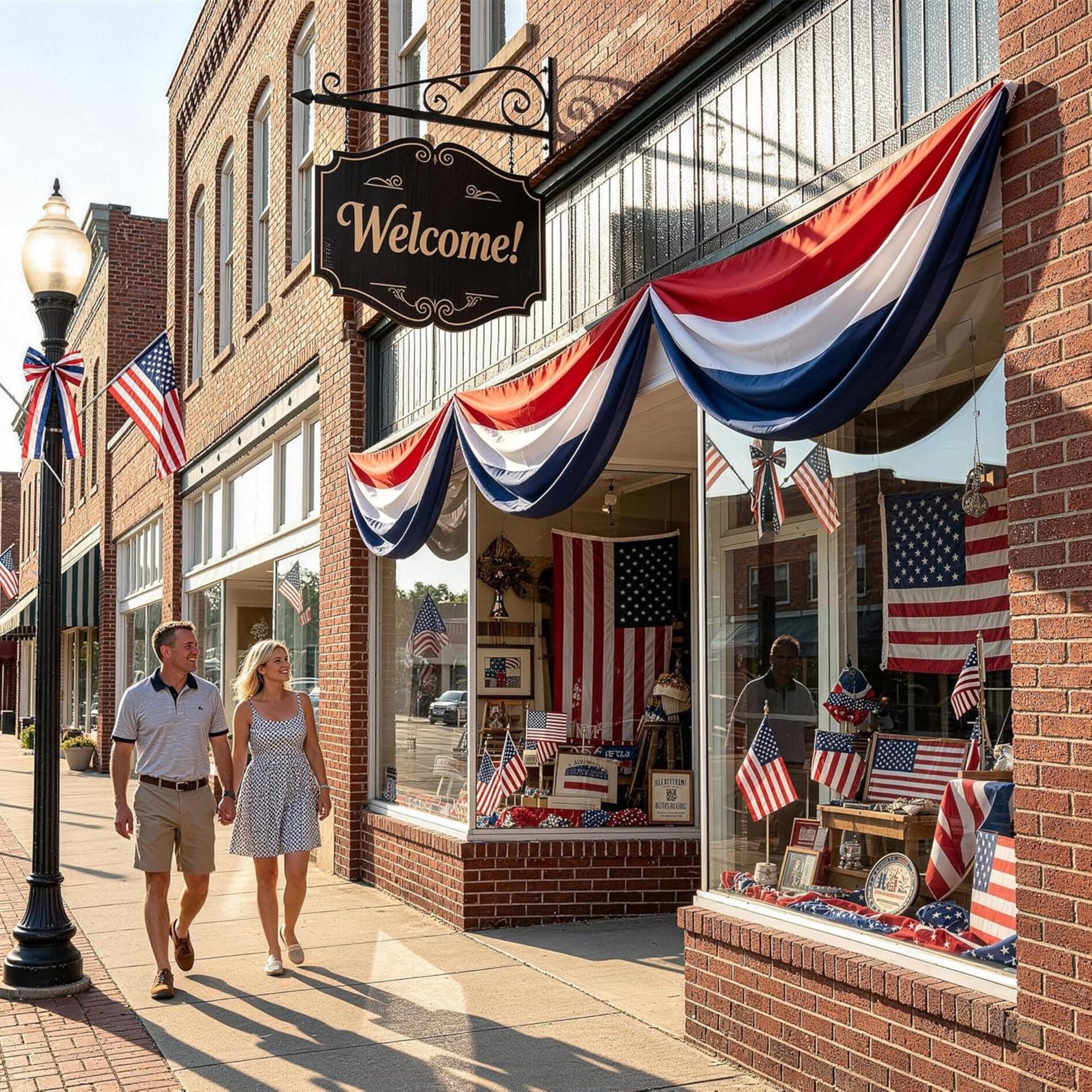 2 Pack Patriotic American Flag Bunting | Red White Blue Porch Banner (Outdoor Decor)