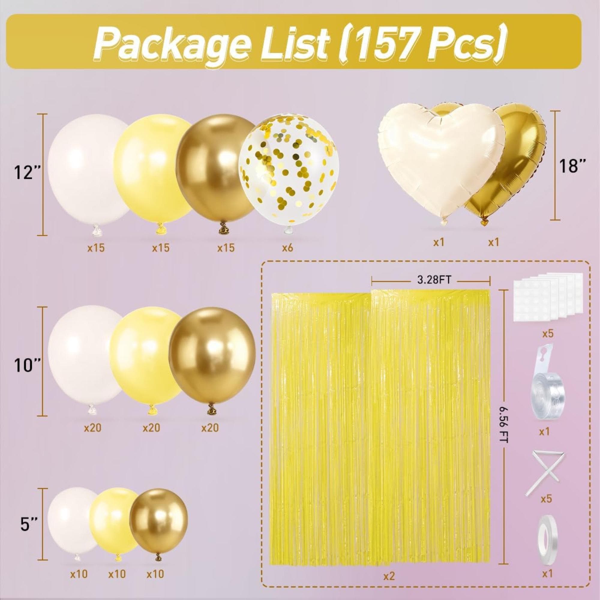 Pastel Yellow Gold Balloon Garland Arch Kit | Eid Ul Adha Party Decorations, Fringe Curtain