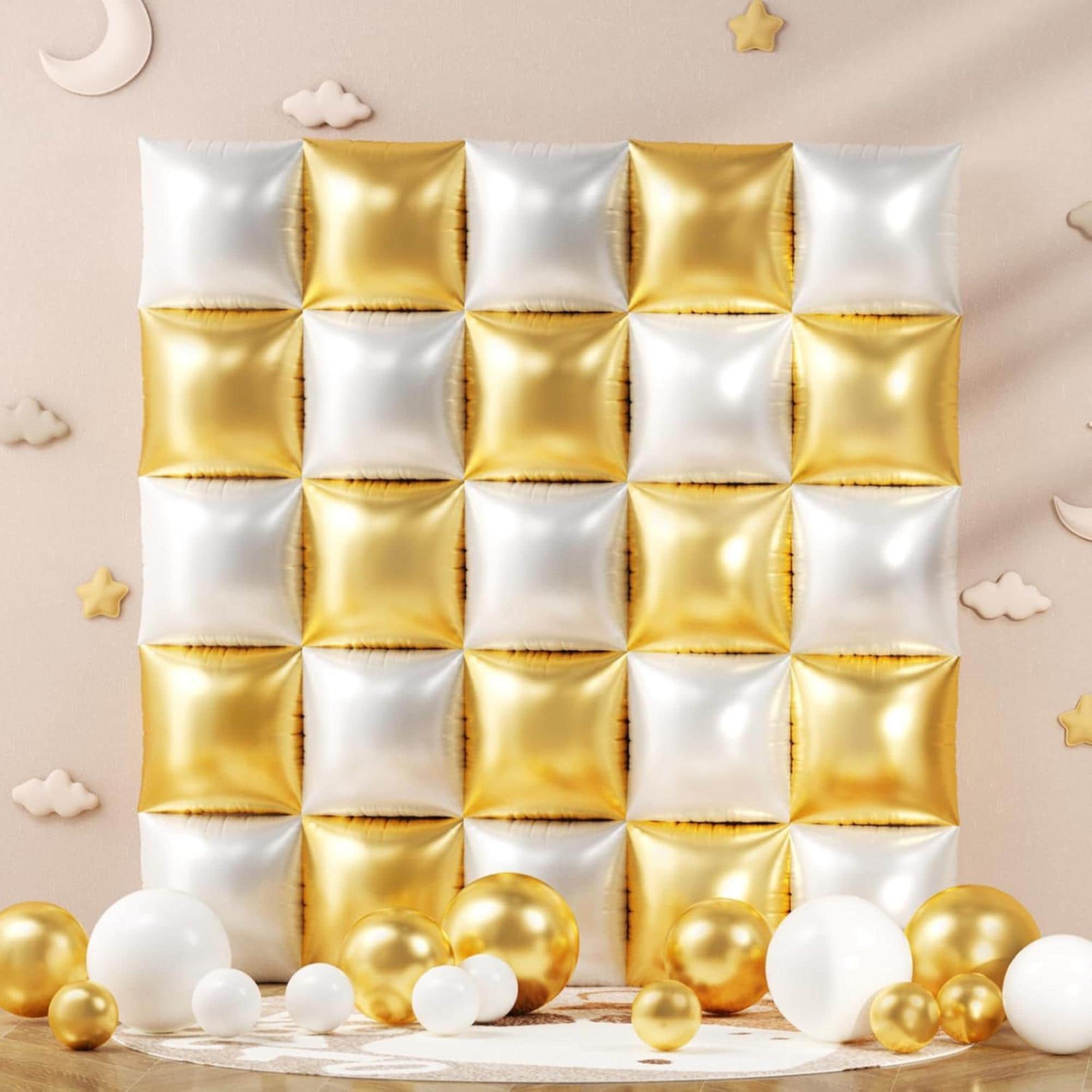 Gold White Balloon Arch Garland Kit | Eid ul Adha Party Backdrop Shower Decor