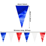 Red White Blue Glitter Pennant Banner | Metallic Triangle Bunting, Patriotic Party Decor