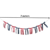 American Flag Garland | Red White Blue Stars Stripes Banner (Reusable Decor)