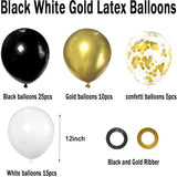 Black Gold White Confetti Balloons | 50 Pcs Latex Party Decor