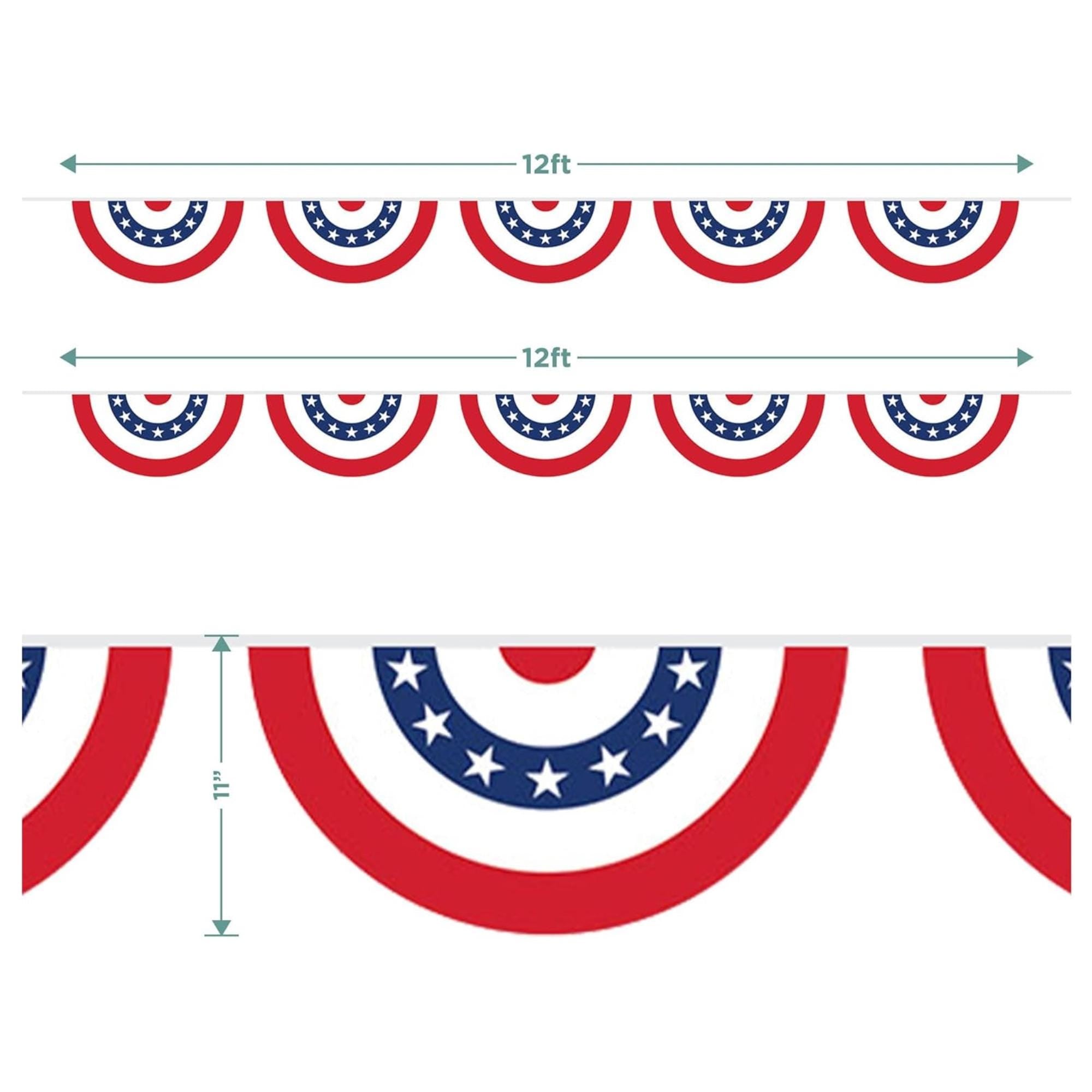 2 Pack Patriotic Garland Decorations | American Flag Bunting Banner | 4th of July Party Decor