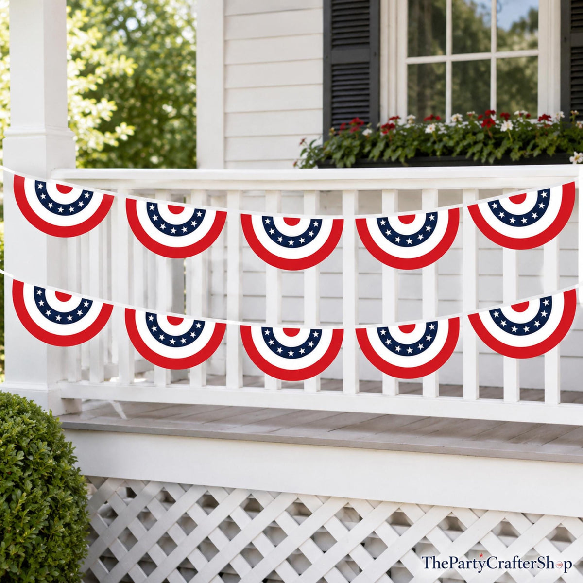 2 Pack Patriotic Garland Decorations | American Flag Bunting Banner | 4th of July Party Decor