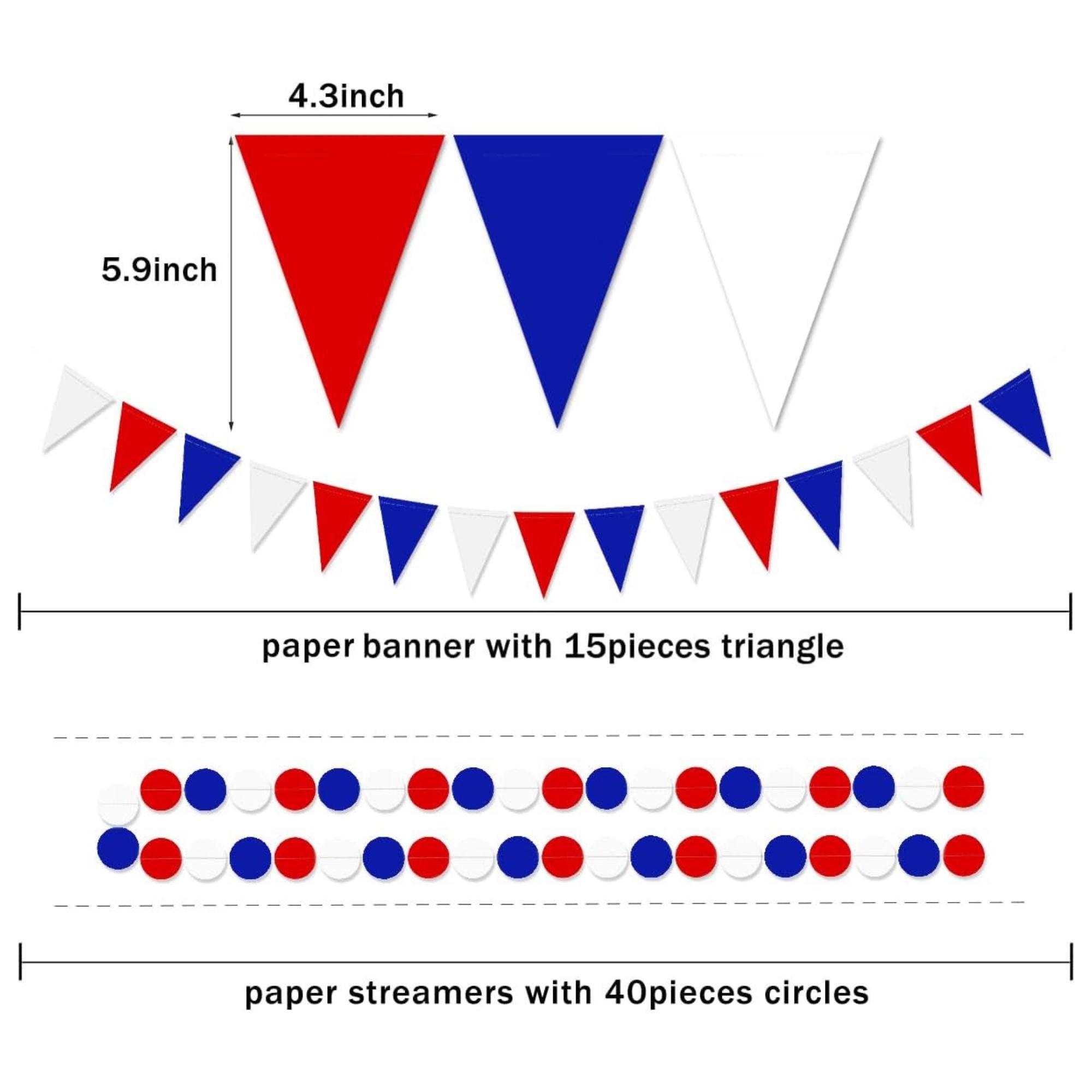 Red White Blue Party Decorations | Tissue Paper Flowers, Pom Poms, Banner, Tassels