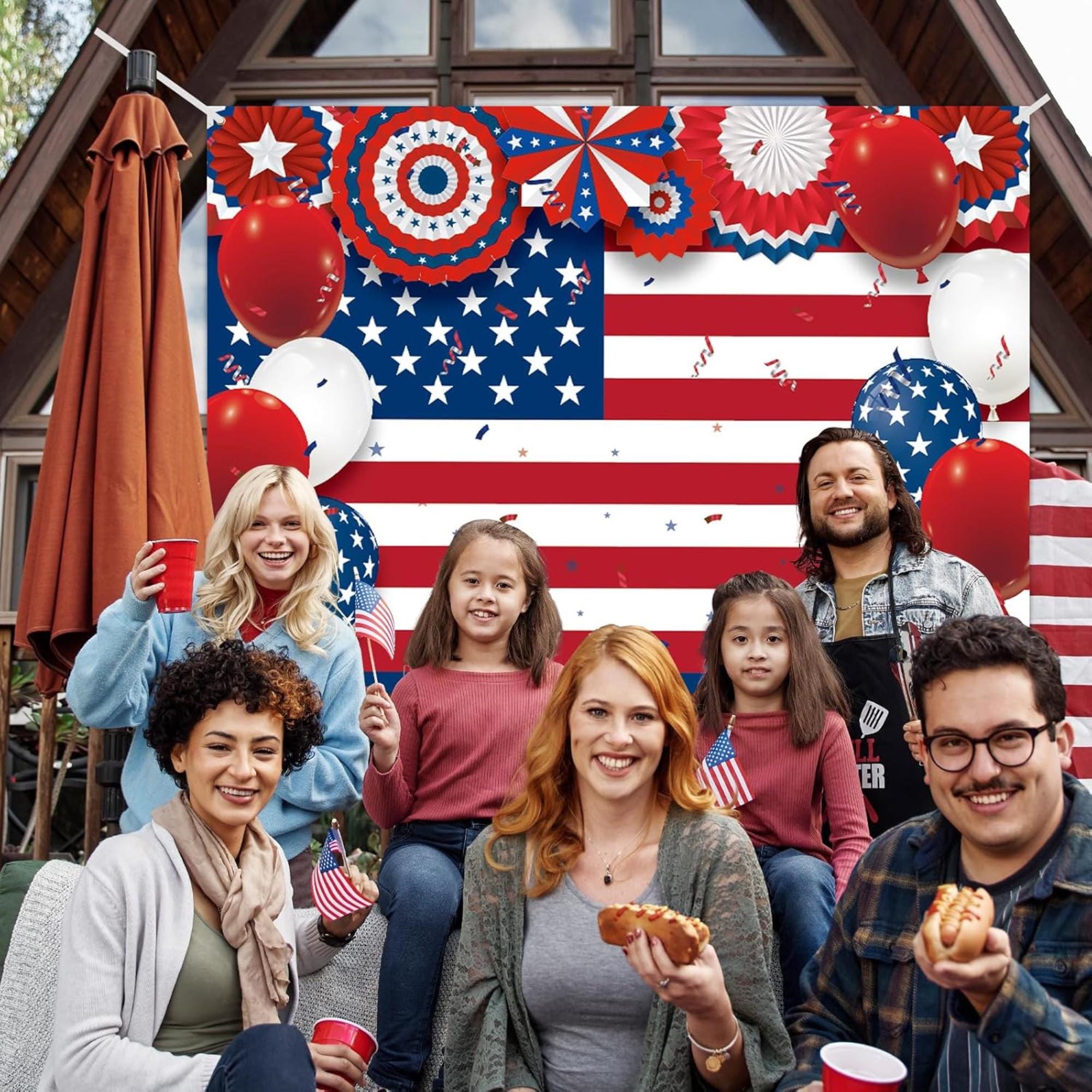 American Flag Backdrop | 7x5 Ft Patriotic Party Banner, 4th of July Decor