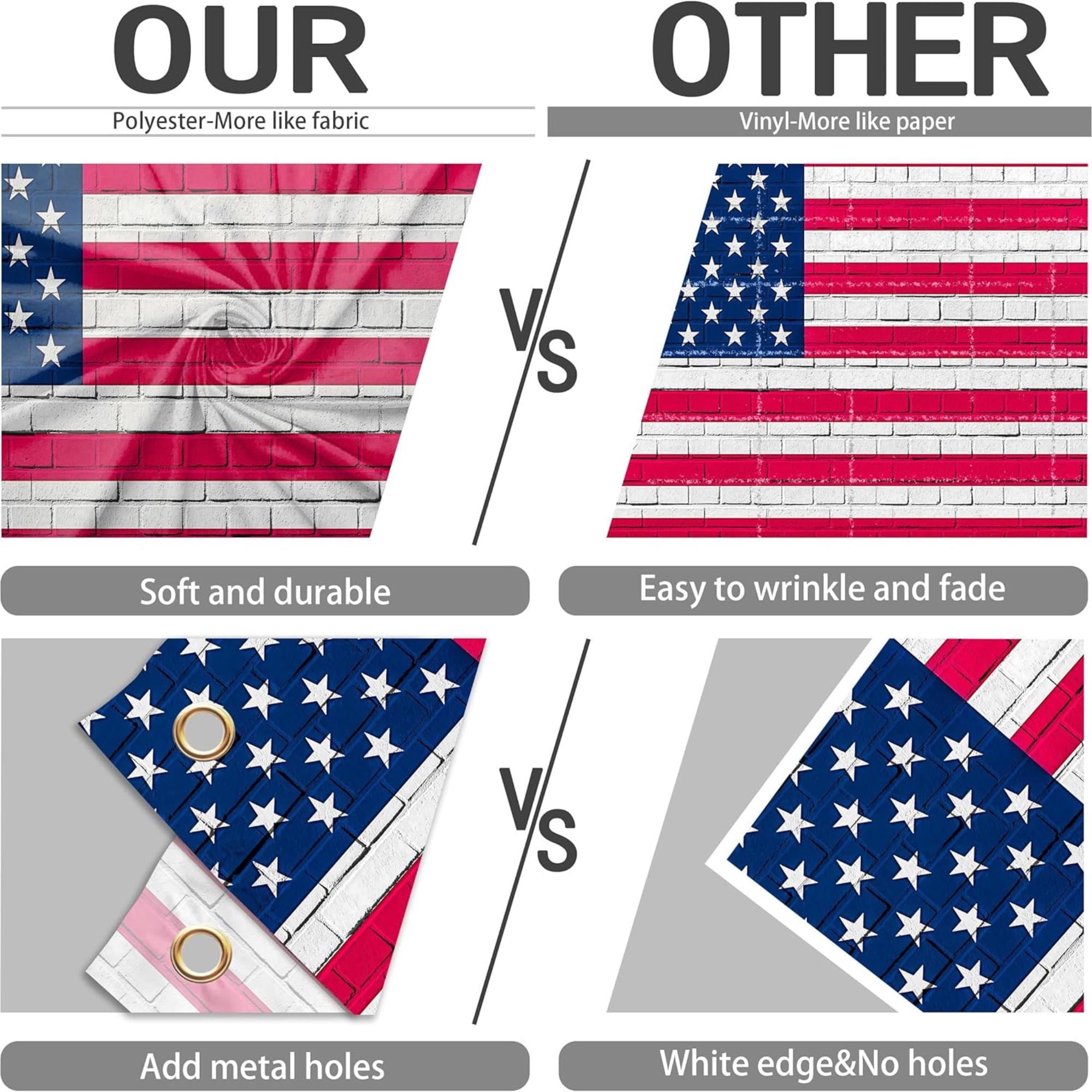 Independence Day Backdrop | American Flag Brick Wall Banner (7x5 Ft)