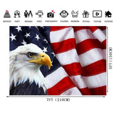American Flag Bald Eagle Backdrop | Patriotic Red White Blue Party Banner (7x5 Ft)