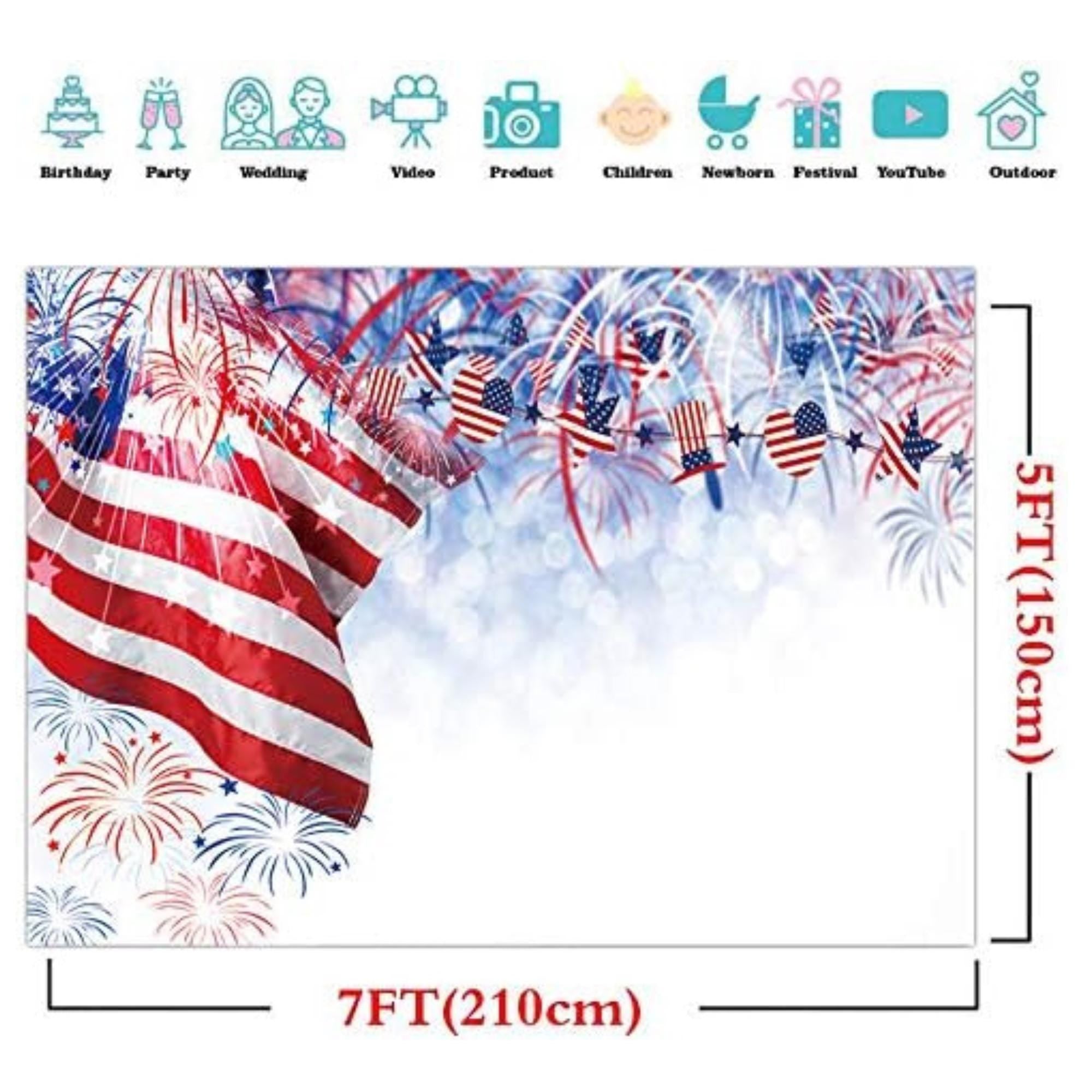7x5 Ft American Flag Veterans Day Backdrop | 4th of July Independence Day Party Banner | Patriotic Photo Background