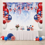 7x5 Ft Independence Day Fireworks Backdrop | American Flag Patriotic Photography Banner | 4th of July Party Decor