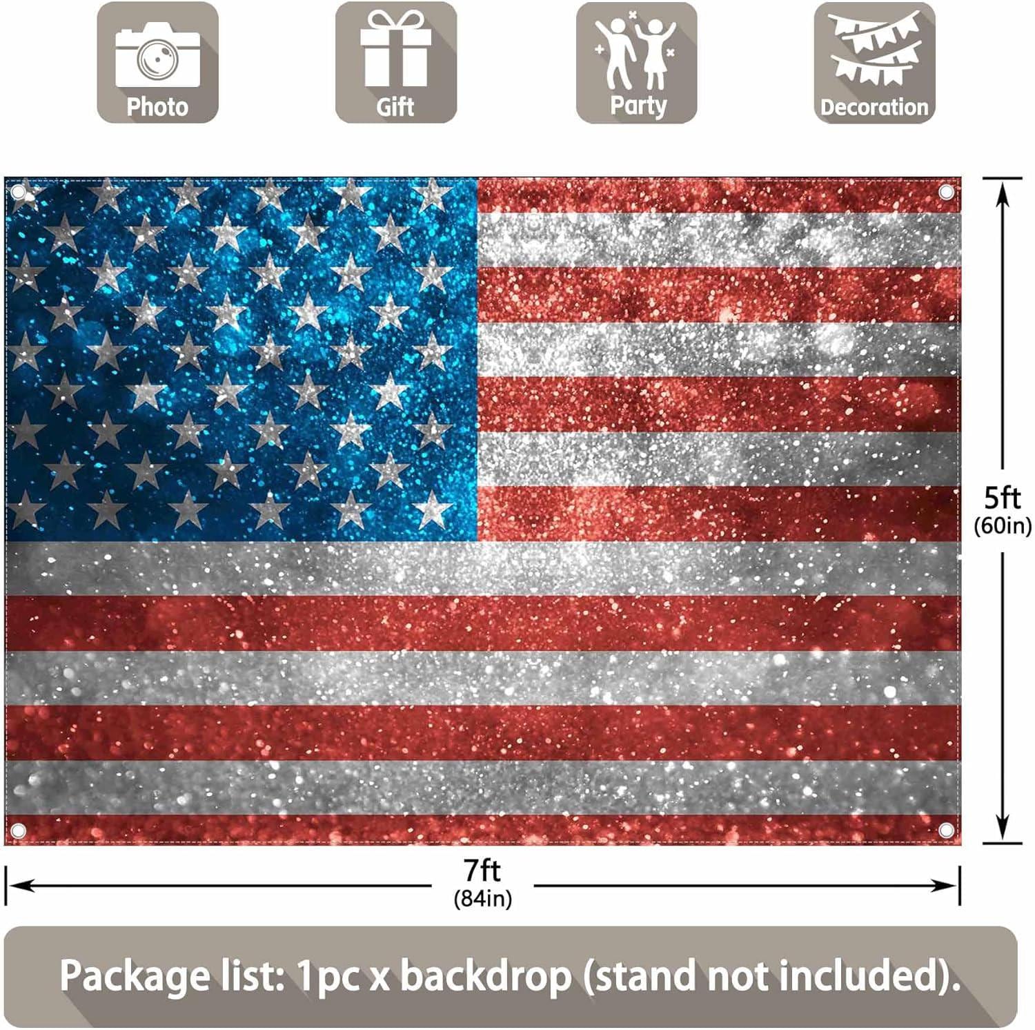 American Flag Photography Backdrop | 4th of July Patriotic Photo Booth Banner