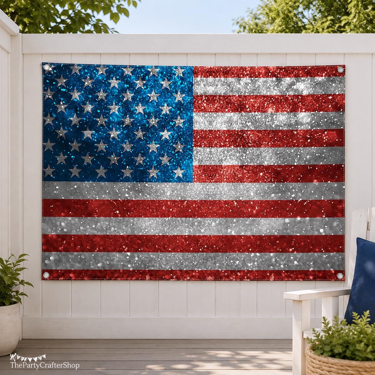 American Flag Photography Backdrop | 4th of July Patriotic Photo Booth Banner