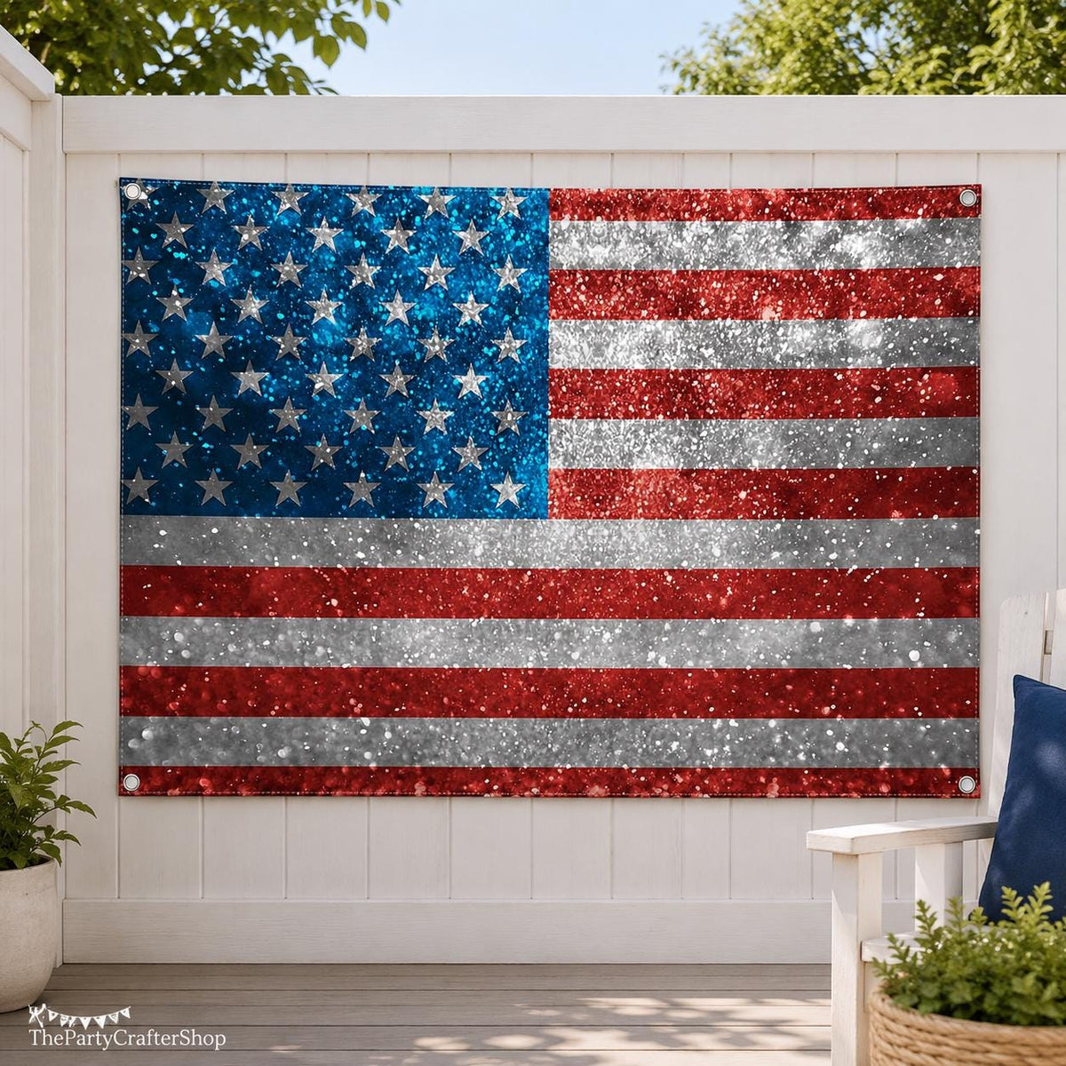 American Flag Photography Backdrop | 4th of July Patriotic Photo Booth Banner