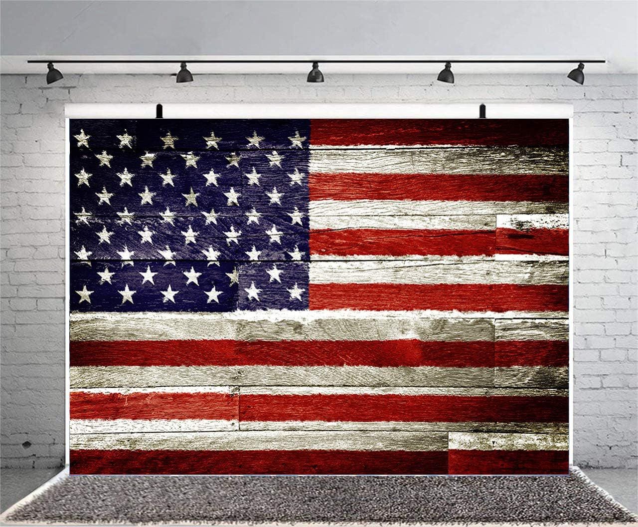 American Flag Photography Backdrop | Rustic Stars Stripes Banner (7x5 Ft)